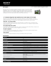 Sony NAV-U NV-U44/S Specification Sheet