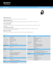 Sony DR-GA500 - Digital Surround Headset System Specifications