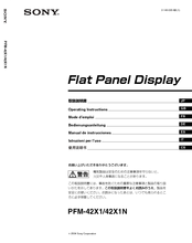 Sony PlasmaPro PFM 42X1 Operating Instructions Manual