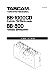Tascam BB-800 Owner's Manual