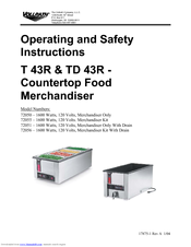 Vollrath TD 43R Operating And Safety Instructions Manual