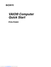 Sony VAIO PCG-FXA63 Quick Start Manual