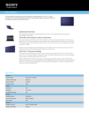Sony VAIO VPCCA22FX/L Specification Sheet