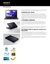 Sony VAIO VPCCB3AFX Specifications