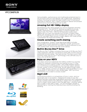 Sony VAIO VPCCB4SFXBI Specifications