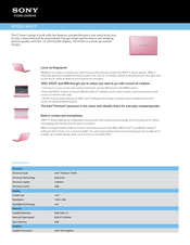 Sony VAIO VPCEG1AFXP Specifications