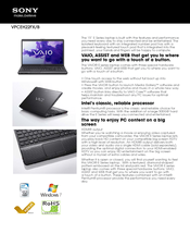 Sony VPCEH22FX VAIO Specifications