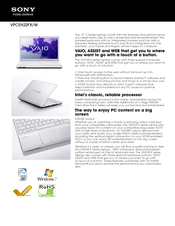 Sony VAIO VPCEH22FXW Specifications