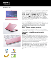 Sony VAIO VPCEH23FXP Specifications