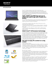 Sony VAIO VPCEH27FX Specifications