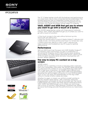 Sony VAIO VPCEL24FXB Specifications