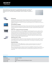 Sony VAIO VPCF221FXS Specifications