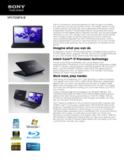 Sony VAIO VPCF23BFXB Specifications