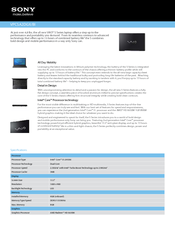 Sony VAIO VPCSA2DGX Specifications