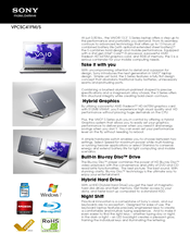 Sony VAIO VPCSC41FM/S Specifications