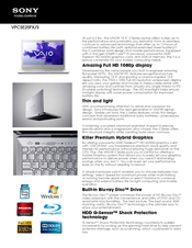 Sony VAIO VPCSE25FX/S Specifications