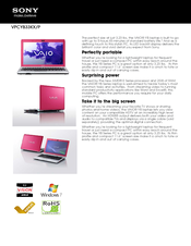 Sony VAIO VPCYB33KX/P Specifications