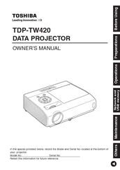 Toshiba TDP-TW420 Owner's Manual
