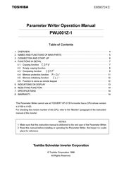 Toshiba PWU001Z-1 Operation Manual