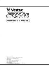 Vestax CDX-15 Owner's Manual