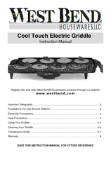 West Bend Cool Touch Electric Griddle Instruction Manual