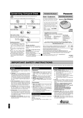 Panasonic SLCT489V - PORT. CD PLAYER Operating Instructions Manual
