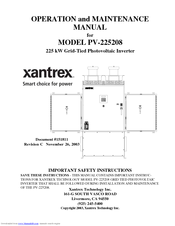 Xantrex PV-225208 Operation And Maintenance Manual