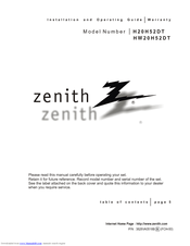 Zenith H20H52DT Installation And Operating Manual