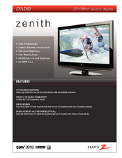 Zenith Z37LC6D Specification Sheet