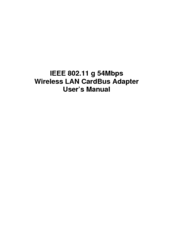 Zonet 802.11 g 54Mbps Wireless LAN CardBus Adapter User Manual