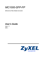 ZyXEL Communications Ethernet-to-Fiber Media Converter MC1000-SFP-FP User Manual