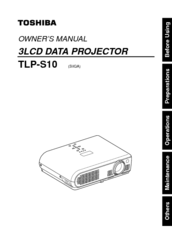Toshiba TLP-S10U - SVGA LCD Projector Owner's Manual