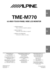 Alpine TME-M770S - LCD Monitor Owner's Manual