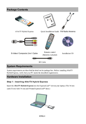 Avermedia Hybrid Express Package Contents Manual