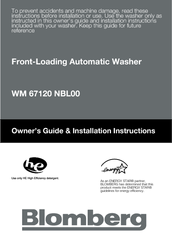 Blomberg WM 67120 NBL00 Owner's Manual & Installation Instructions