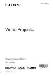 Sony VPL-VW80 Operating Instructions Manual