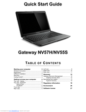 Gateway NV55S Quick Start Manual