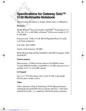 Gateway Solo 5100 Specifications