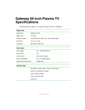 Gateway 50-inch Specifications