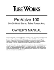 Tube Works ProValve 100 Owner's Manual