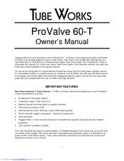 Tube Works ProValve 60-T Owner's Manual