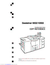 Gestetner 8502 Copy Reference Manual