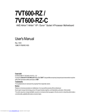 Gigabyte 7VT600-RZ User Manual