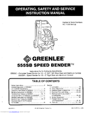 Greenlee 555SB Operator's Safety And Service Manual