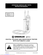 Greenlee 6711 Operation, Service And Parts Instruction Manual