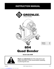 Greenlee 854 Quad Bender Instruction Manual