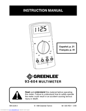 Greenlee 93-604 Instruction Manual