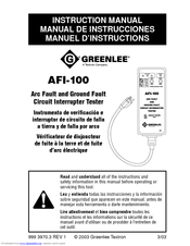 Greenlee AFI-100 Instruction Manual