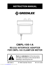 Greenlee CMPL-100-1A Instruction Manual