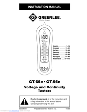 Greenlee GT-65e Instruction Manual